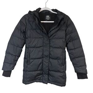 Athleta Girls Black Puffer Jacket with Hood